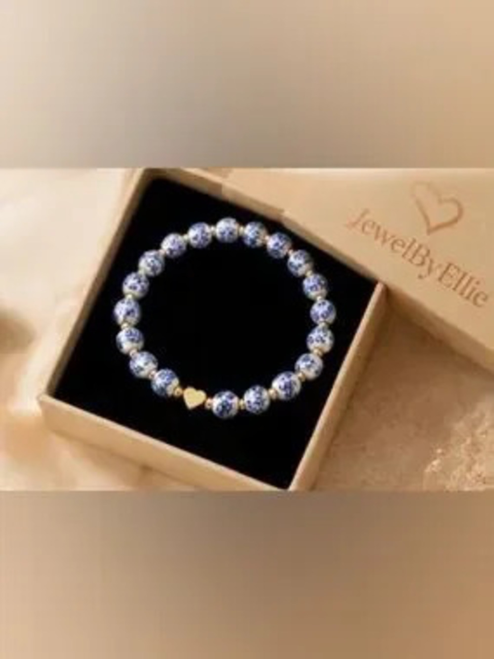 Blue Willow Porcelain Heart Bracelet